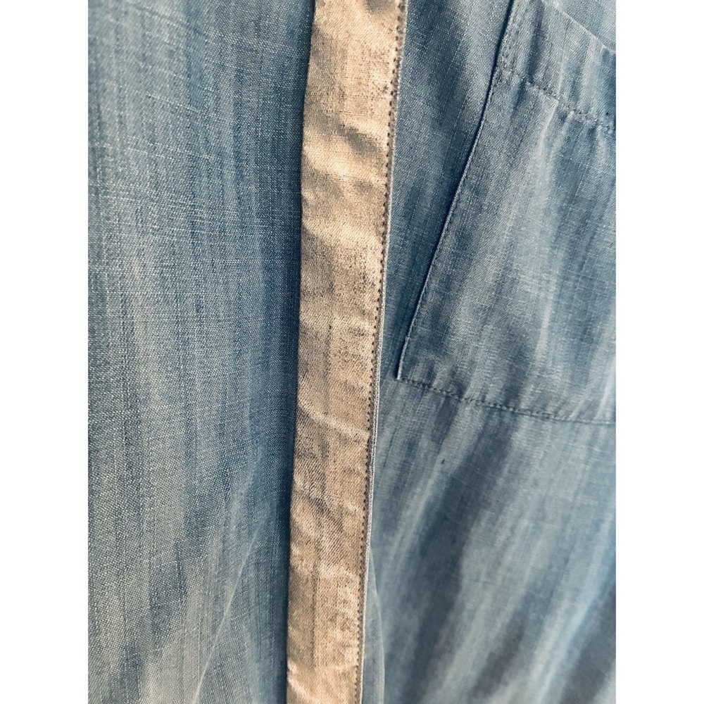 Crown & Ivy Soft Blue Lyocell Tencel Denim Button Down Shirt Silver Stripe Large - Picture 4 of 8